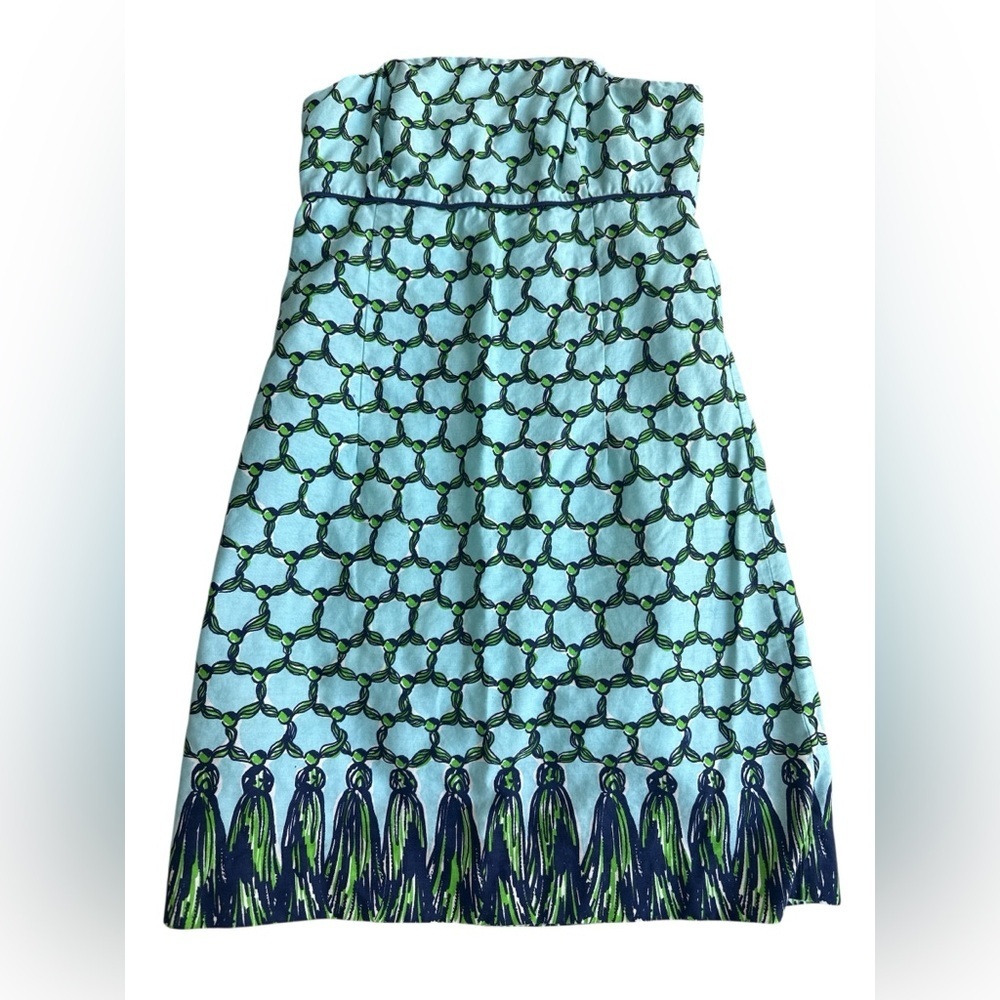 Lilly Pulitzer Bowen Cameo White Macrame Me Print Strapless Dress Size 2